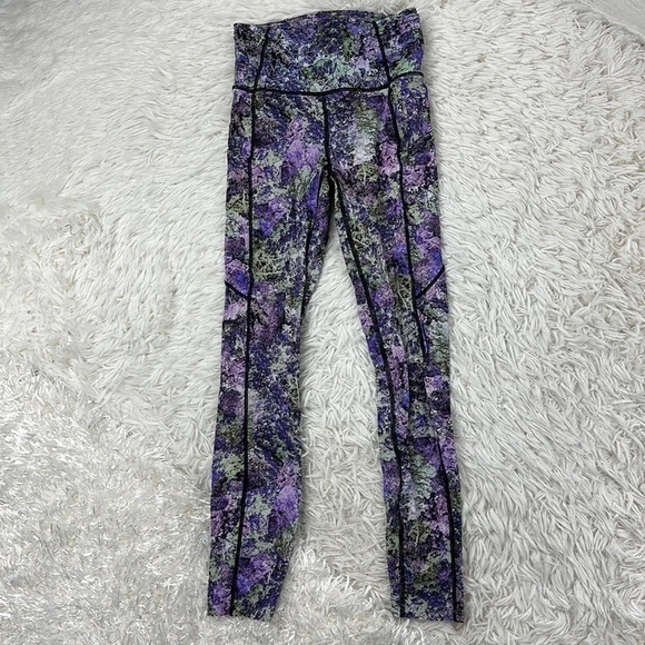 Lululemon Fast & Free 7/8 Tight II *Nulux 25" Vivid Vision Multi Black - Picture 1 of 7